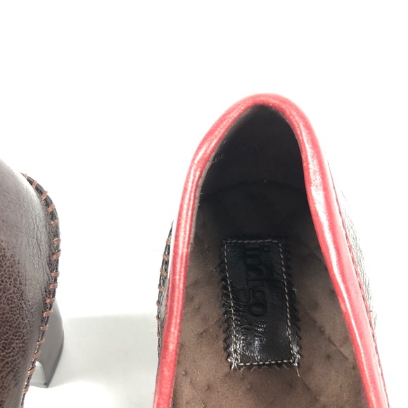 Indigo by Clarks Brown Red Leather Mary Jane Heels - Picture 6 of 8